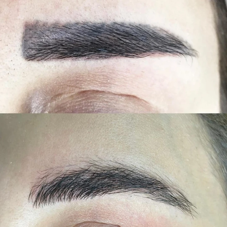 Top-image-shows-an-eyebrow-with-thick-dark-makeup-applied-heavily